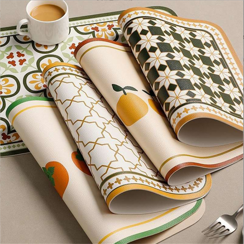 Desk Mat Leather - PU Retro Leather Placemat Oil Resistant