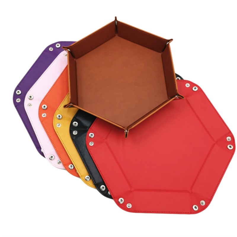 Desk Mat Leather - Hexagon Folding Dice Tray PU Leather