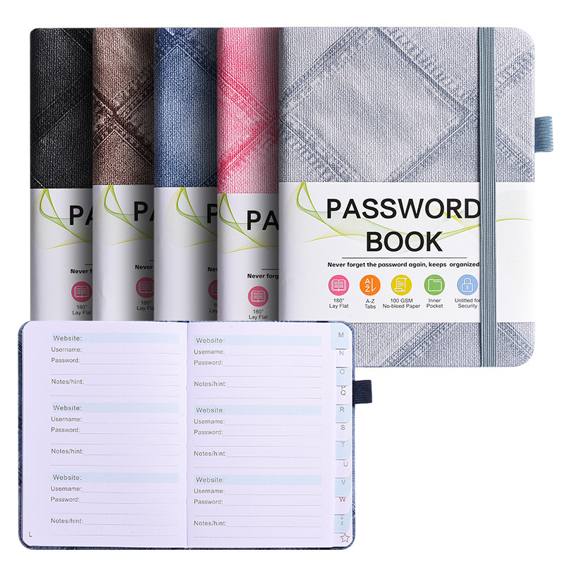 Home Office Phone Number - B6 Denim Texture Password Book with
