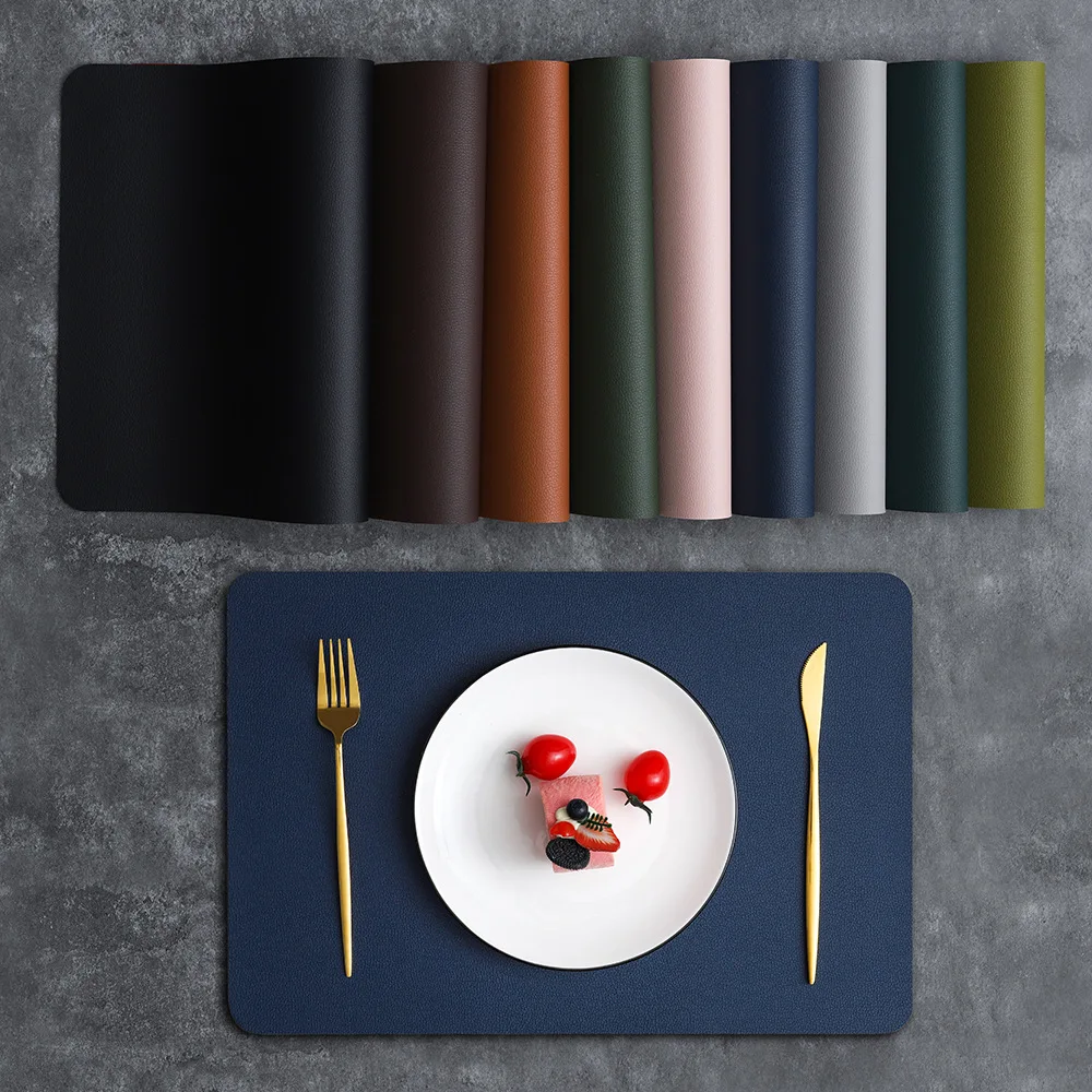 Desk Mat Leather - PVC Double-sided Leather Dining Table Mat