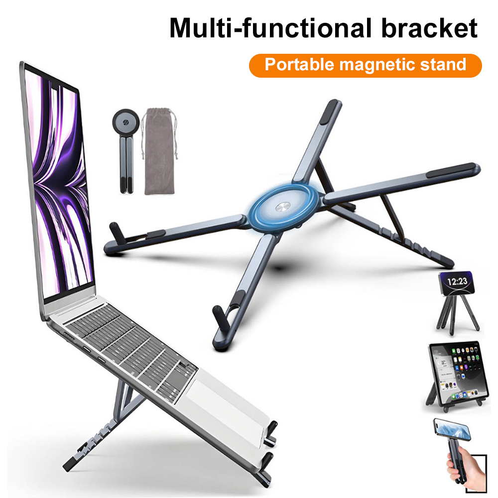Laptop Stand Foldable - Portable Magnetic Phone Holder & Selfie