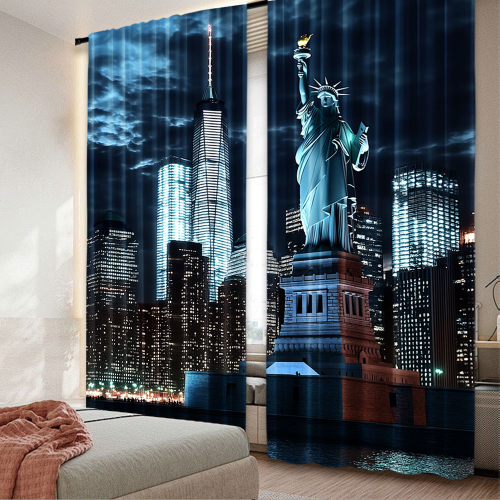 2Pcs Statue Of Liberty Curtain - Home Office York recension och pris