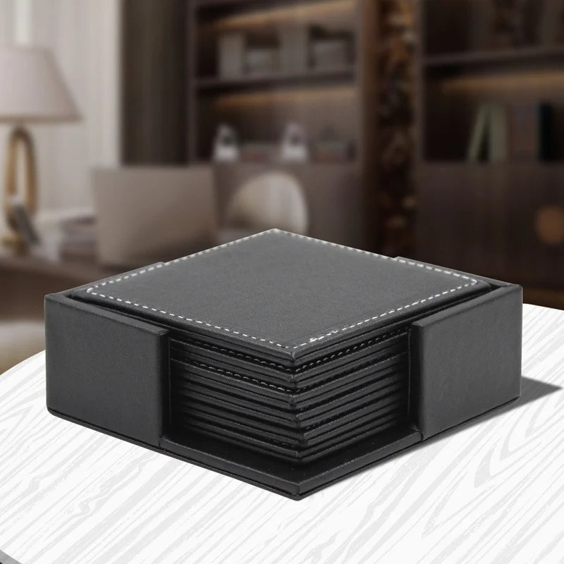 6pcs/Set Business Leather Coas - Desk Mat Leather recension och pris