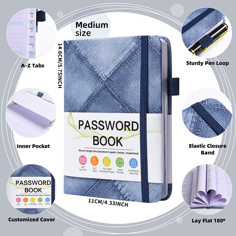 B6 Denim Texture Password Book - Home Office Phone Number recension och pris
